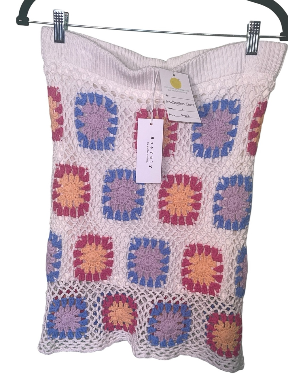 NWT-Beverly Hayden crocheted granny square swimwear cover up skirt. Size large - Picture 3 of 13